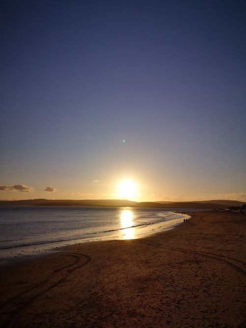 Exmouth beach at sunset