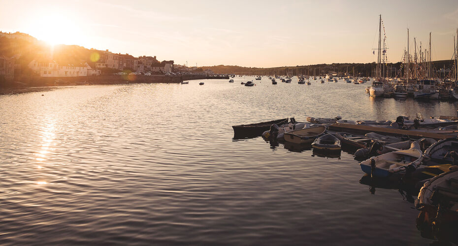Falmouth docks at sunset