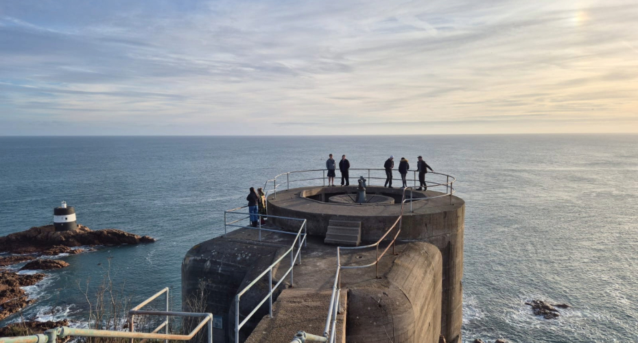 Exeter MSc Island BIodiversity and Conservation students enjoying the view from Noirmont, Jersey