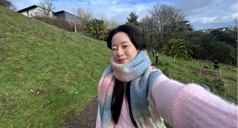 Selfie taken on the way to the university campus