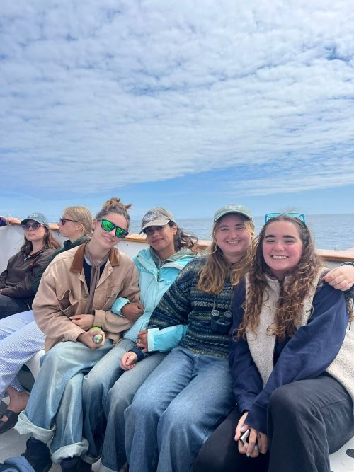 Friends and I on a boat.